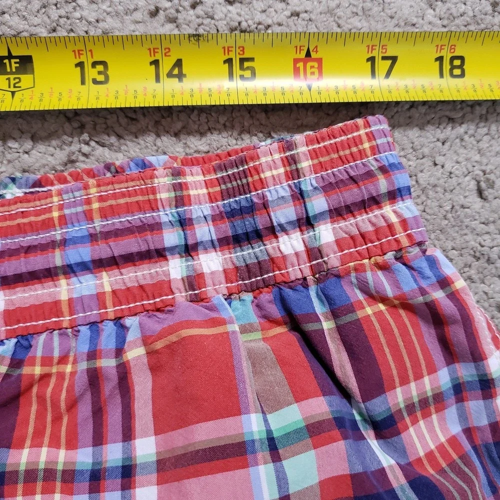 Polo Ralph Lauren Swim Shorts Men XL Red Madras Plaid Trunks Swimsuit Lined VTG